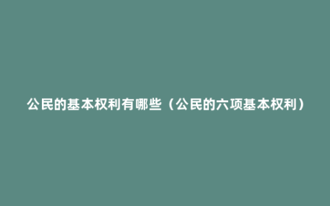 公民的基本权利有哪些（公民的六项基本权利）