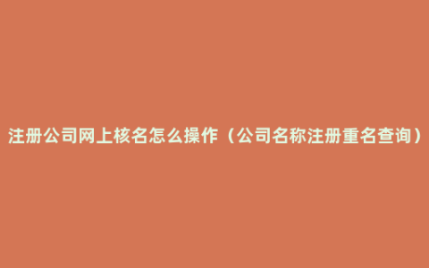 注册公司网上核名怎么操作（公司名称注册重名查询）