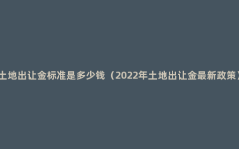 土地出让金标准是多少钱（2022年土地出让金最新政策）