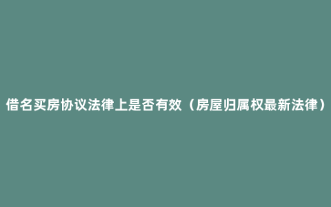 借名买房协议法律上是否有效（房屋归属权最新法律）