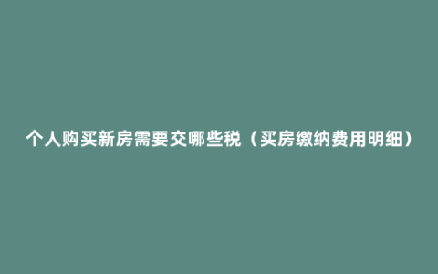 个人购买新房需要交哪些税（买房缴纳费用明细）