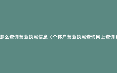 怎么查询营业执照信息（个体户营业执照查询网上查询）