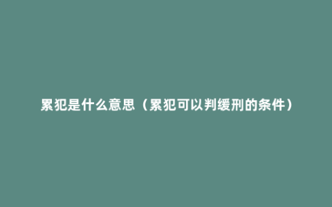 累犯是什么意思（累犯可以判缓刑的条件）