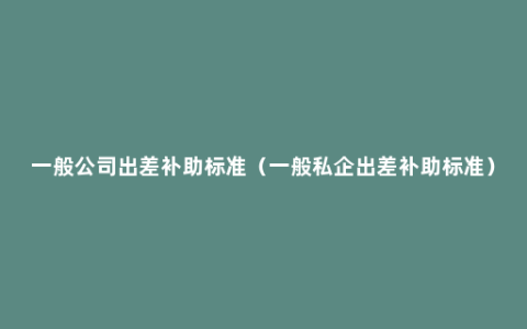 一般公司出差补助标准（一般私企出差补助标准）