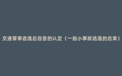 交通肇事逃逸后自首的认定（一般小事故逃逸的后果）