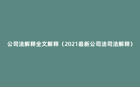 公司法解释全文解释（2021最新公司法司法解释）