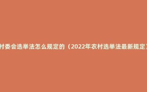 村委会选举法怎么规定的（2022年农村选举法最新规定）