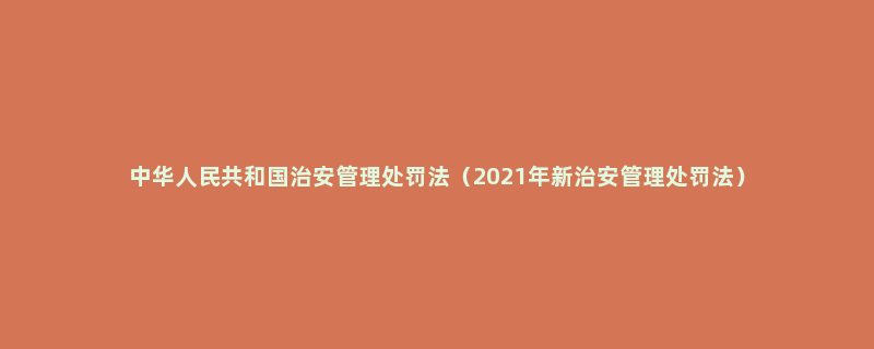 中华人民共和国治安管理处罚法（2021年新治安管理处罚法）