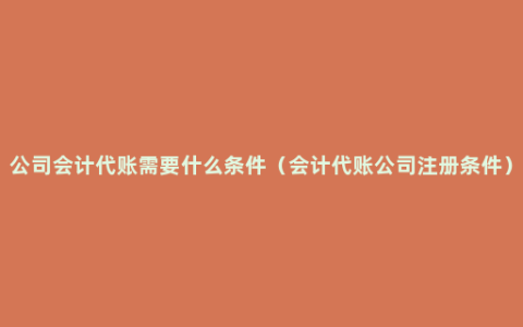 公司会计代账需要什么条件（会计代账公司注册条件）