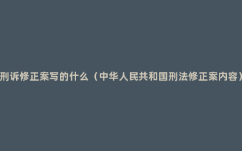 刑诉修正案写的什么（中华人民共和国刑法修正案内容）