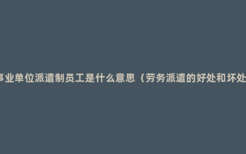 事业单位派遣制员工是什么意思（劳务派遣的好处和坏处）