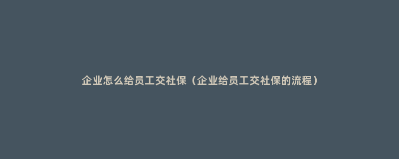 企业怎么给员工交社保（企业给员工交社保的流程）