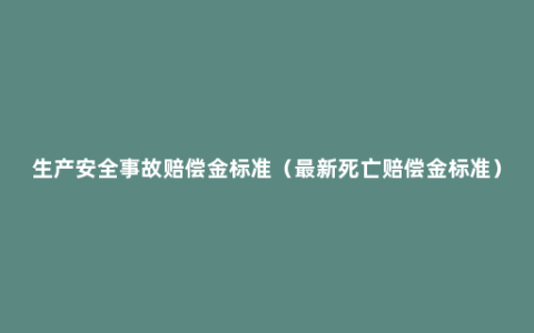 生产安全事故赔偿金标准（最新死亡赔偿金标准）