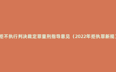 拒不执行判决裁定罪量刑指导意见（2022年拒执罪新规）