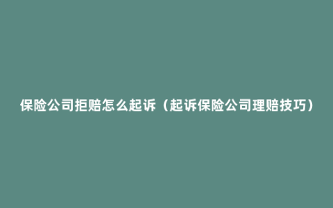 保险公司拒赔怎么起诉（起诉保险公司理赔技巧）