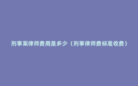 刑事案律师费用是多少（刑事律师费标准收费）