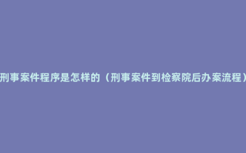 刑事案件程序是怎样的（刑事案件到检察院后办案流程）