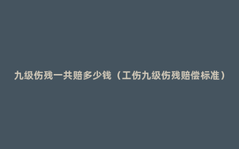 九级伤残一共赔多少钱（工伤九级伤残赔偿标准）