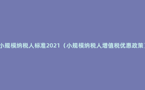 小规模纳税人标准2021（小规模纳税人增值税优惠政策）