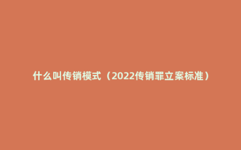 什么叫传销模式（2022传销罪立案标准）