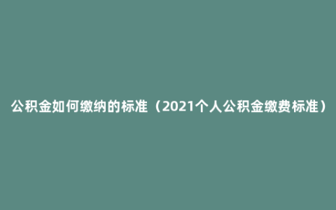 公积金如何缴纳的标准（2021个人公积金缴费标准）