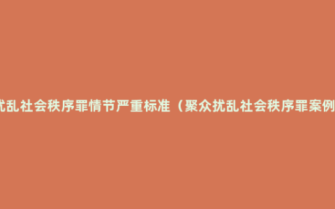 聚众扰乱社会秩序罪情节严重标准（聚众扰乱社会秩序罪案例分析）