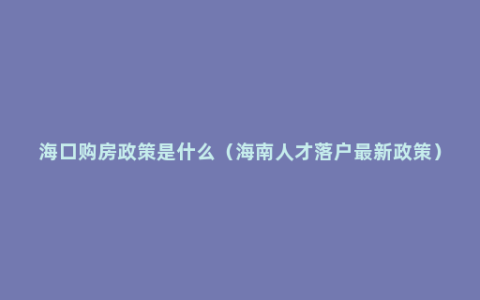 海口购房政策是什么（海南人才落户最新政策）