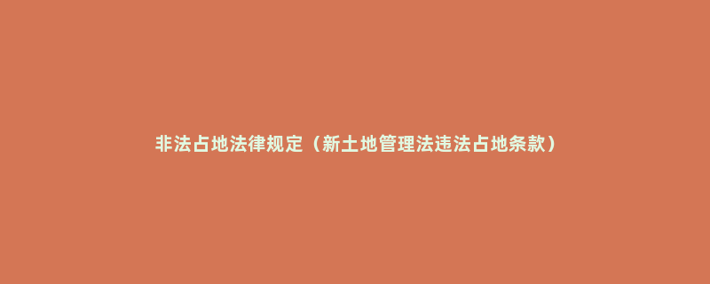 非法占地法律规定（新土地管理法违法占地条款）