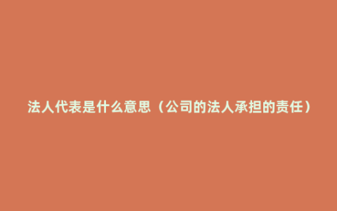 法人代表是什么意思（公司的法人承担的责任）