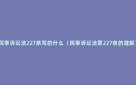 民事诉讼法227条写的什么（民事诉讼法第227条的理解）