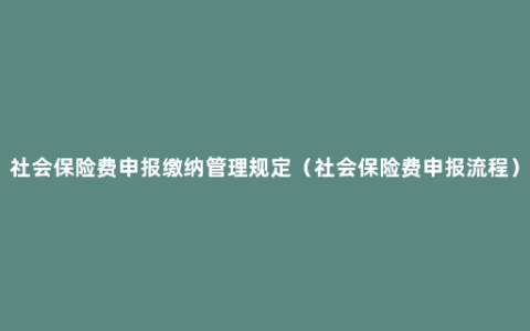 社会保险费申报缴纳管理规定（社会保险费申报流程）