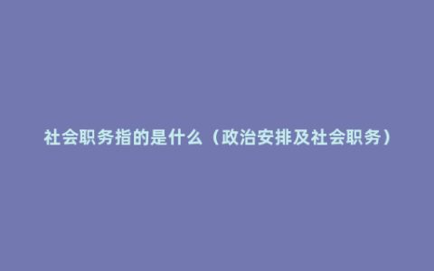 社会职务指的是什么（政治安排及社会职务）