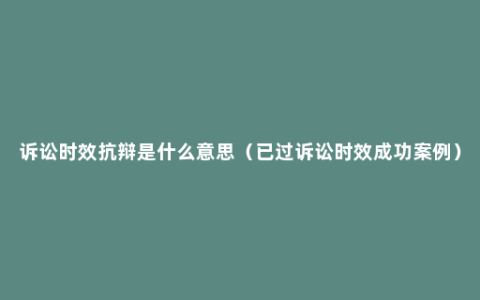 诉讼时效抗辩是什么意思（已过诉讼时效成功案例）