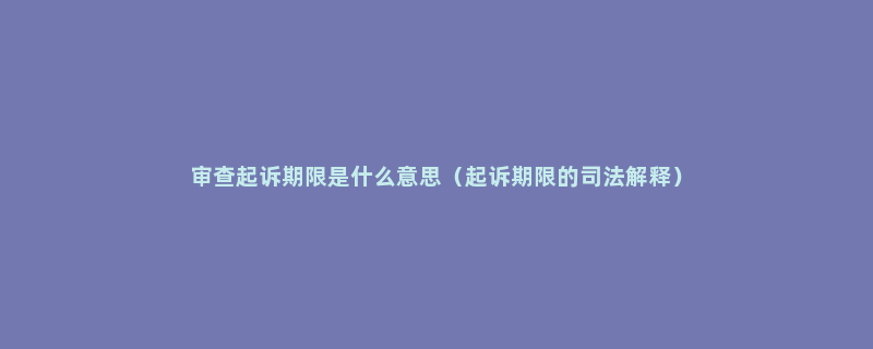 审查起诉期限是什么意思（起诉期限的司法解释）