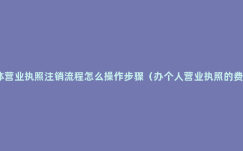 个体营业执照注销流程怎么操作步骤（办个人营业执照的费用）