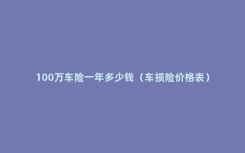 100万车险一年多少钱（车损险价格表）