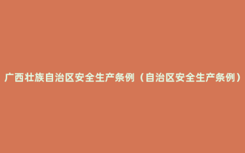 广西壮族自治区安全生产条例（自治区安全生产条例）