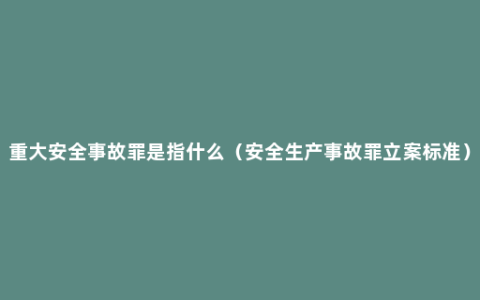 重大安全事故罪是指什么（安全生产事故罪立案标准）