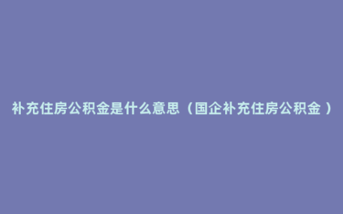 补充住房公积金是什么意思（国企补充住房公积金 ）