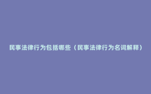 民事法律行为包括哪些（民事法律行为名词解释）