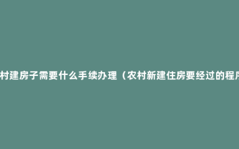 农村建房子需要什么手续办理（农村新建住房要经过的程序）