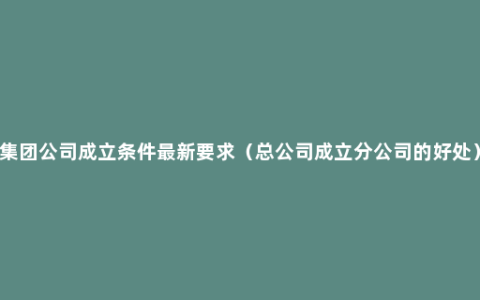 集团公司成立条件最新要求（总公司成立分公司的好处）