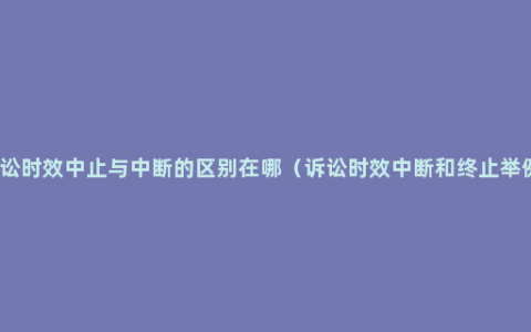 诉讼时效中止与中断的区别在哪（诉讼时效中断和终止举例）