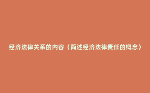 经济法律关系的内容（简述经济法律责任的概念）