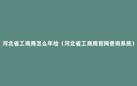 河北省工商局怎么年检（河北省工商局官网查询系统）