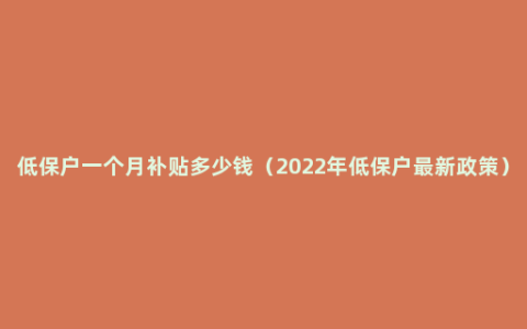 低保户一个月补贴多少钱（2022年低保户最新政策）