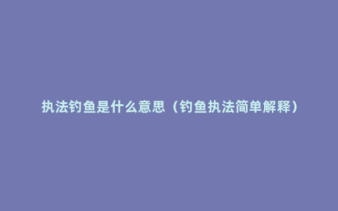 执法钓鱼是什么意思（钓鱼执法简单解释）