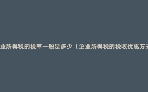 企业所得税的税率一般是多少（企业所得税的税收优惠方式）