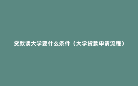 贷款读大学要什么条件（大学贷款申请流程）