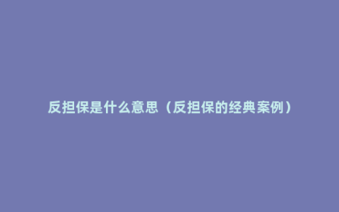 反担保是什么意思（反担保的经典案例）